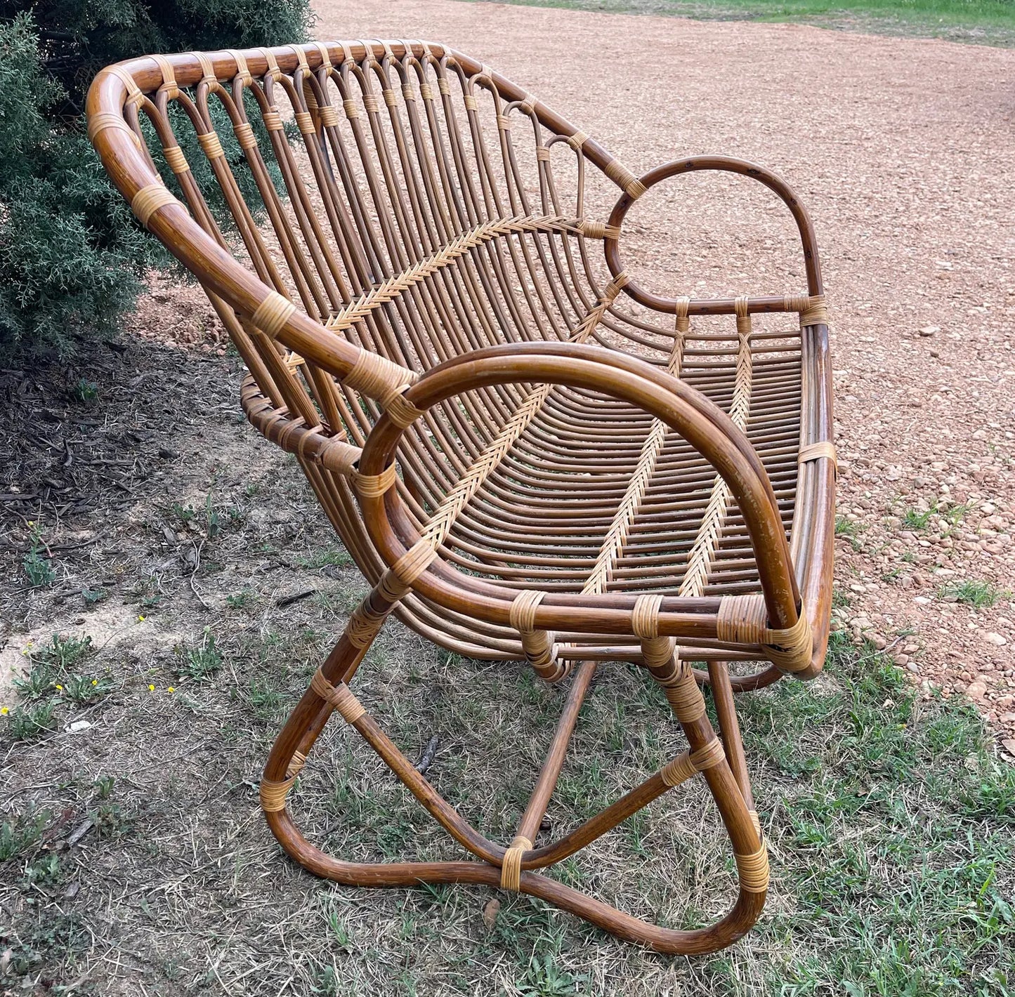 Vintage Ratan Loveseat in the Style of Franco Albini