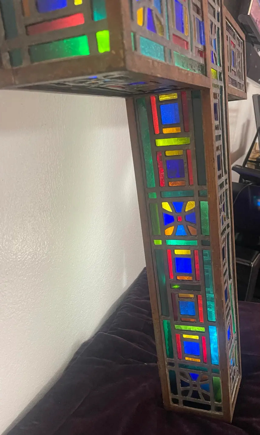 Mid 20th Century Stained Glass Three Dimensional Cross