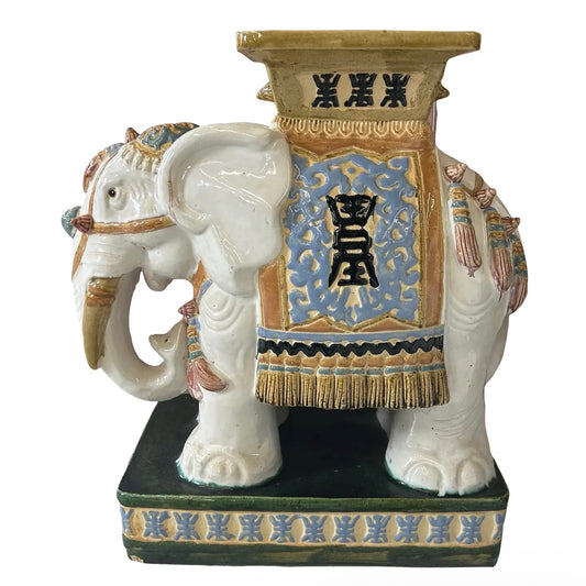 Vintage Asian Ceramic Elephant Garden Stool