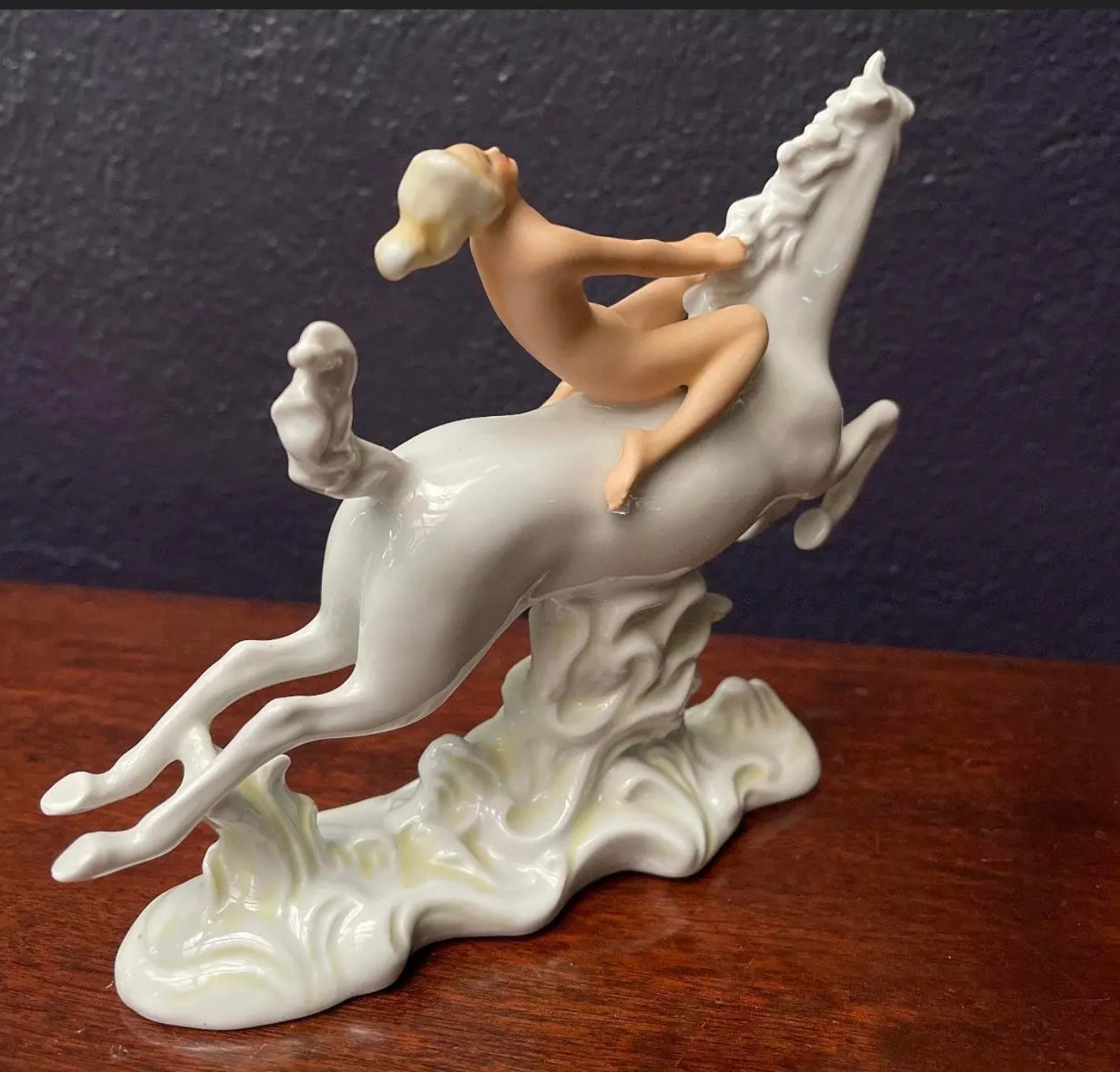 1940s Schaubach-Kunst Ceramic Statue of a Nude on Horseback