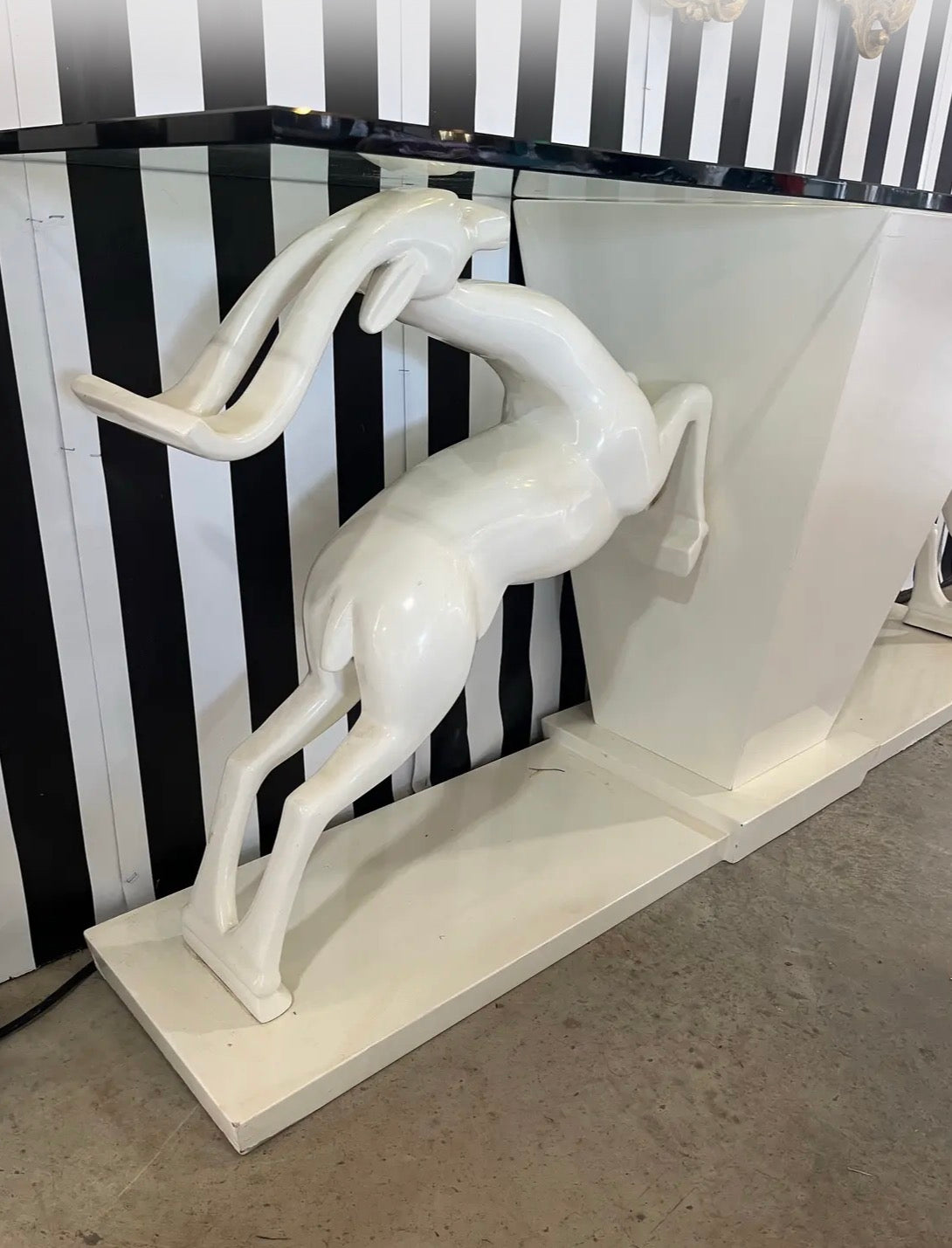 1980s Hollywood Regency Jumping Gazelle Console Table