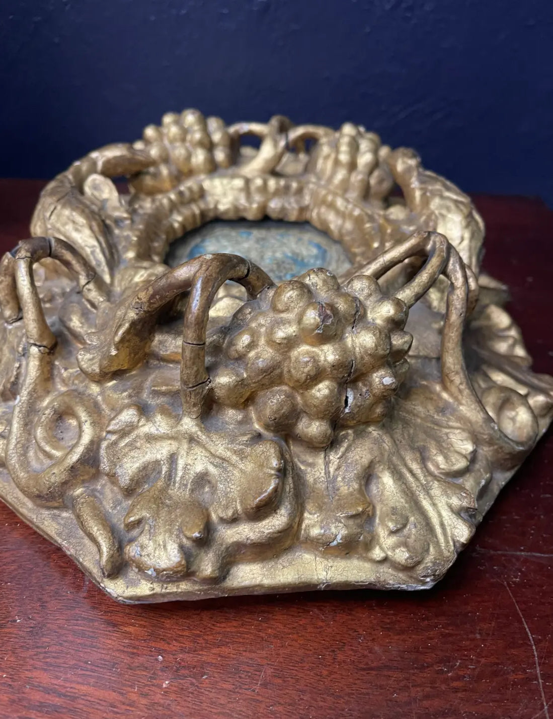 Antique 18th Century Gilt Carved Frame and Needlework