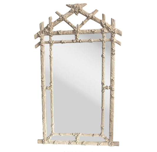 1970s Gampel-Stoll White Faux Bois Mirror