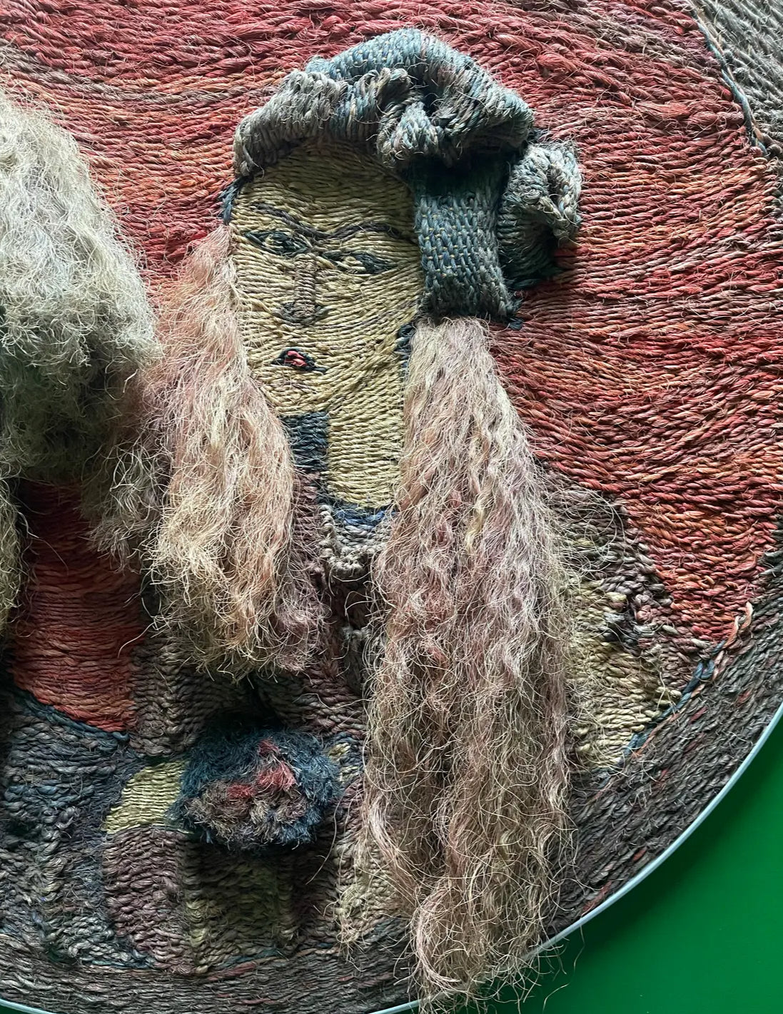 Large Mid-Century Modern Fiber Art Double Portrait by Karlo Djurovich