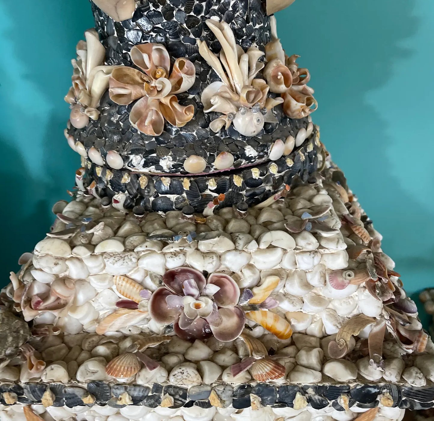 Vintage Shell Vase and Pedestal