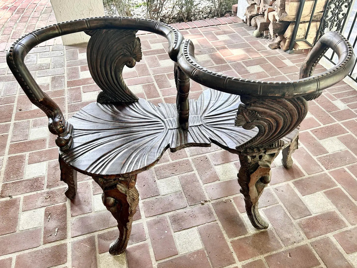 Mid 20th Century Italian Carved Grotto Bench