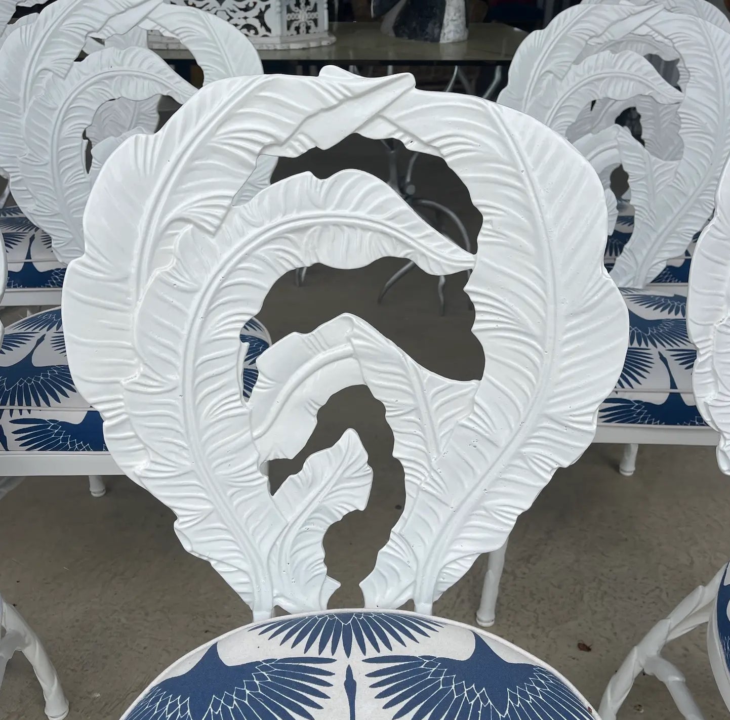 1970s Veneman Collection Tropitone Banana Leaf Aluminum Patio Chairs - Set of 8