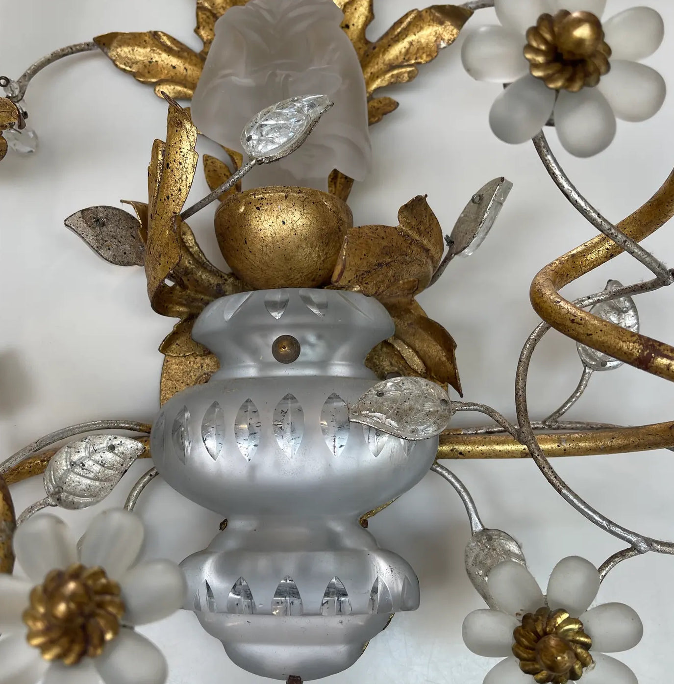 Pair of 1960s Crystal Chinoiserie Wall Sconces Attributed to Sherle Wagner