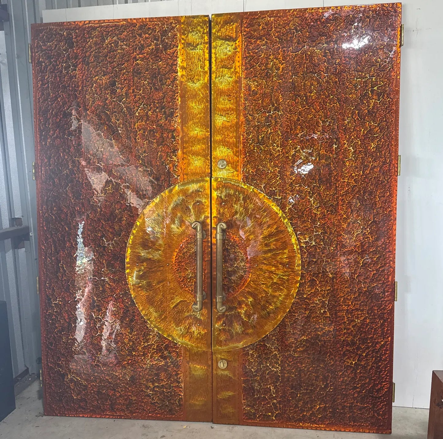 Pair of Large 1980s Sunburst Doors by Alan Weiss