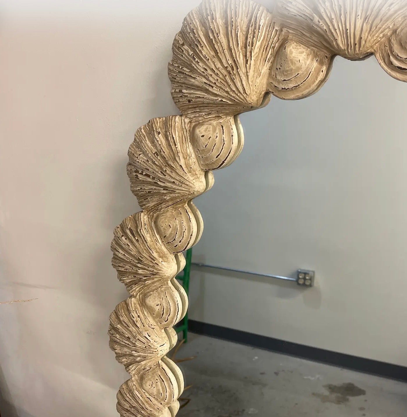Vintage Palm Beach Mirror With Carved Scallop Shell Frame