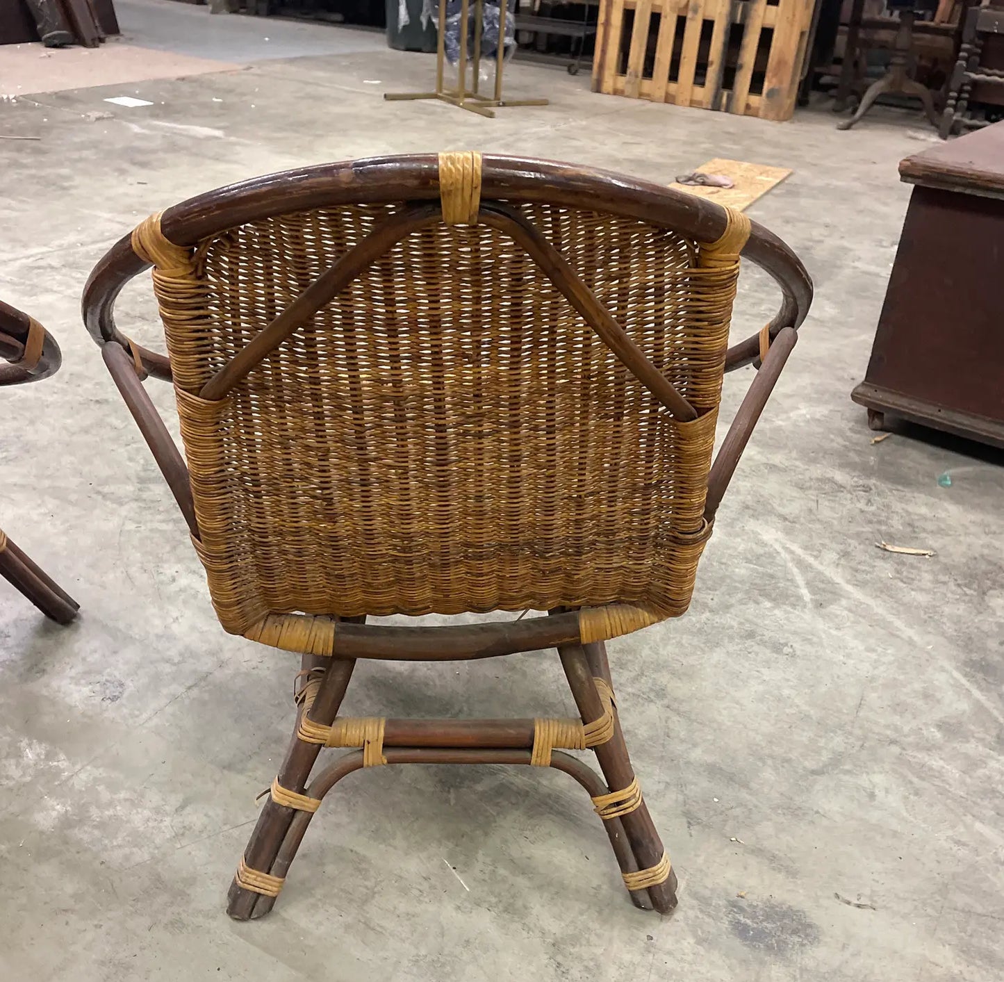 1970s Pair of Vintage Bamboo and Wicker Armchairs