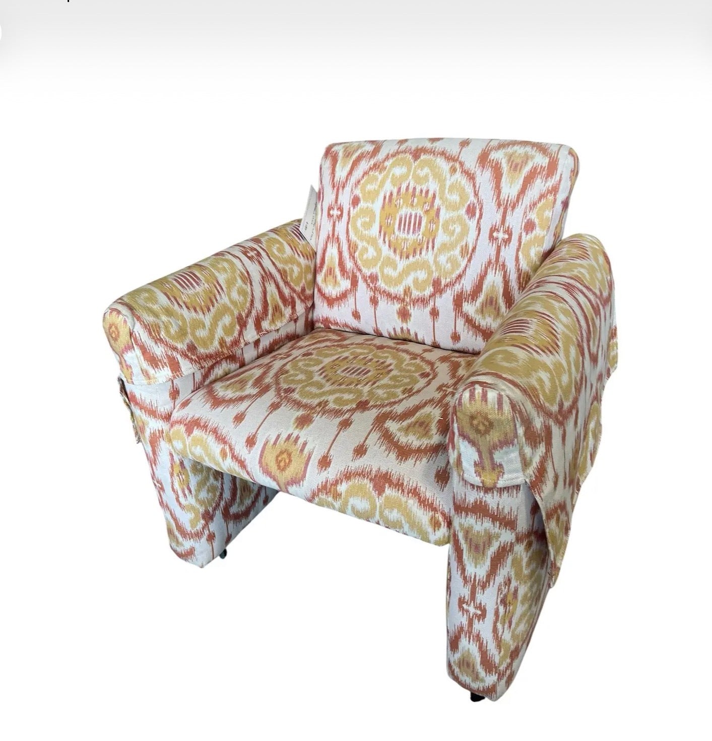 Vintage Pair of Upholstered Ikat Armchairs