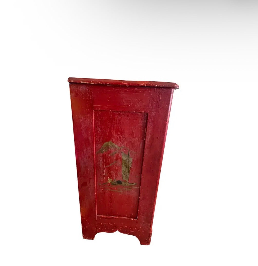 Red Antique Chinoiserie Chest of Drawers