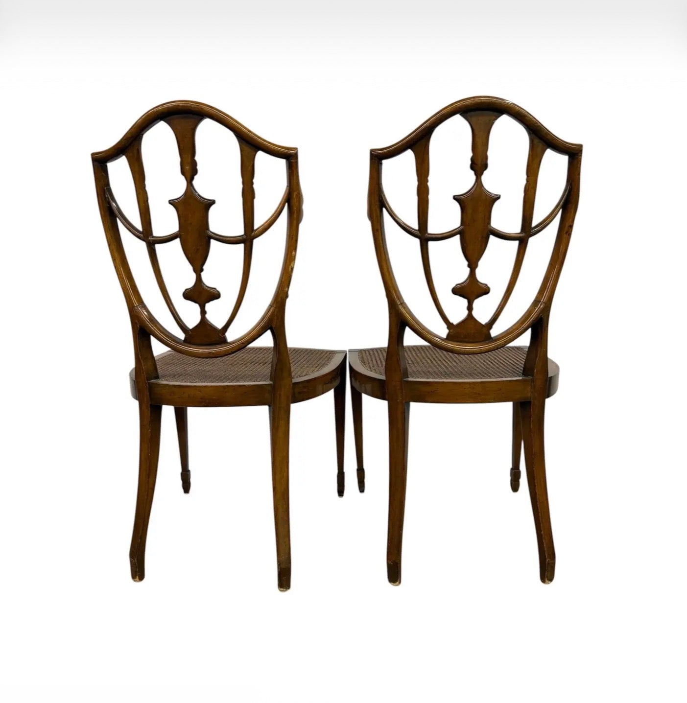 Pair of Antique 19th Century English Federal Hepplewhite Caned Side Chairs