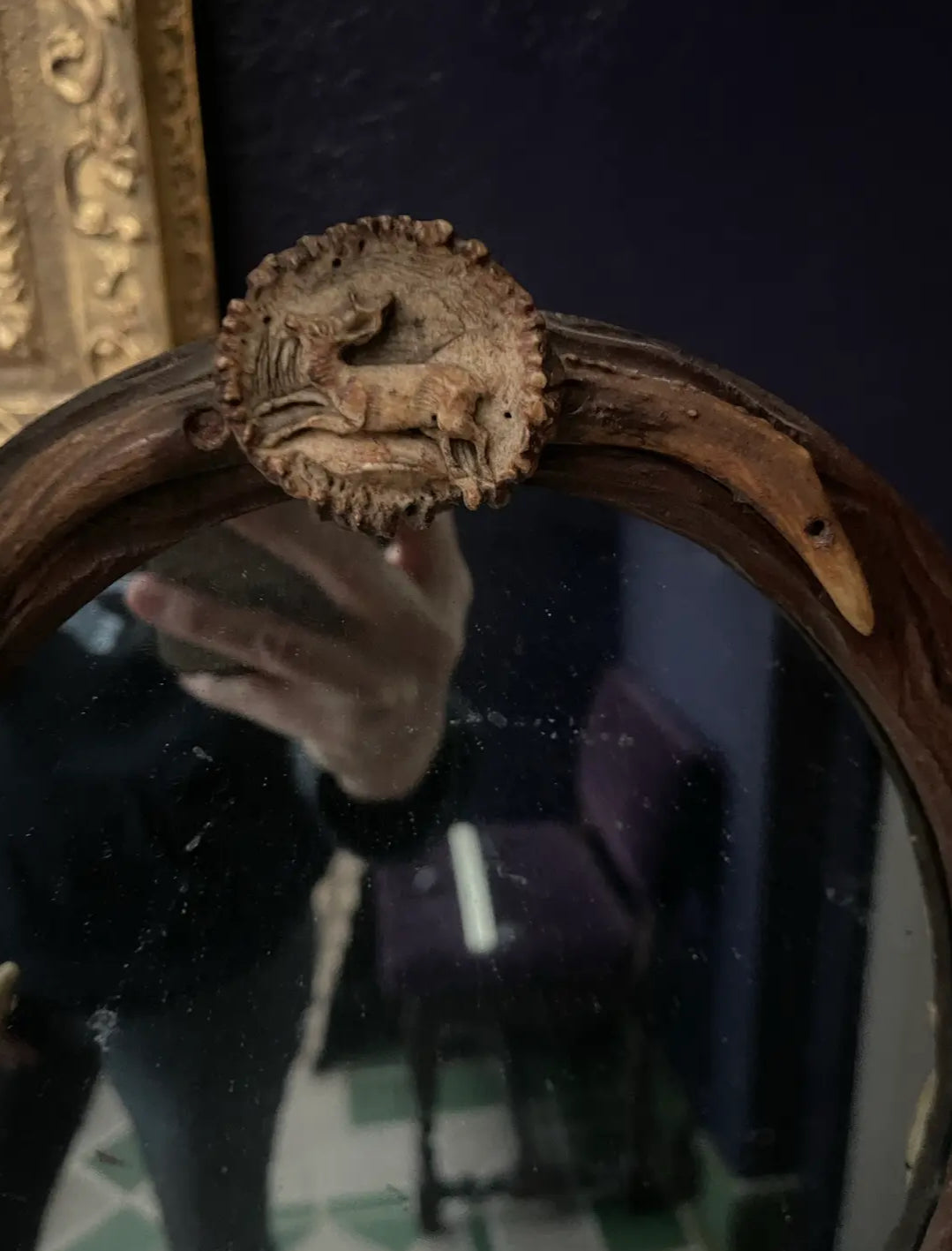 Early 20th Century Antler Vanity Mirror