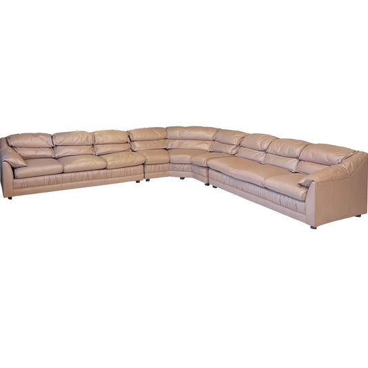1980s Vintage Large Light Mauve Leather Sectional