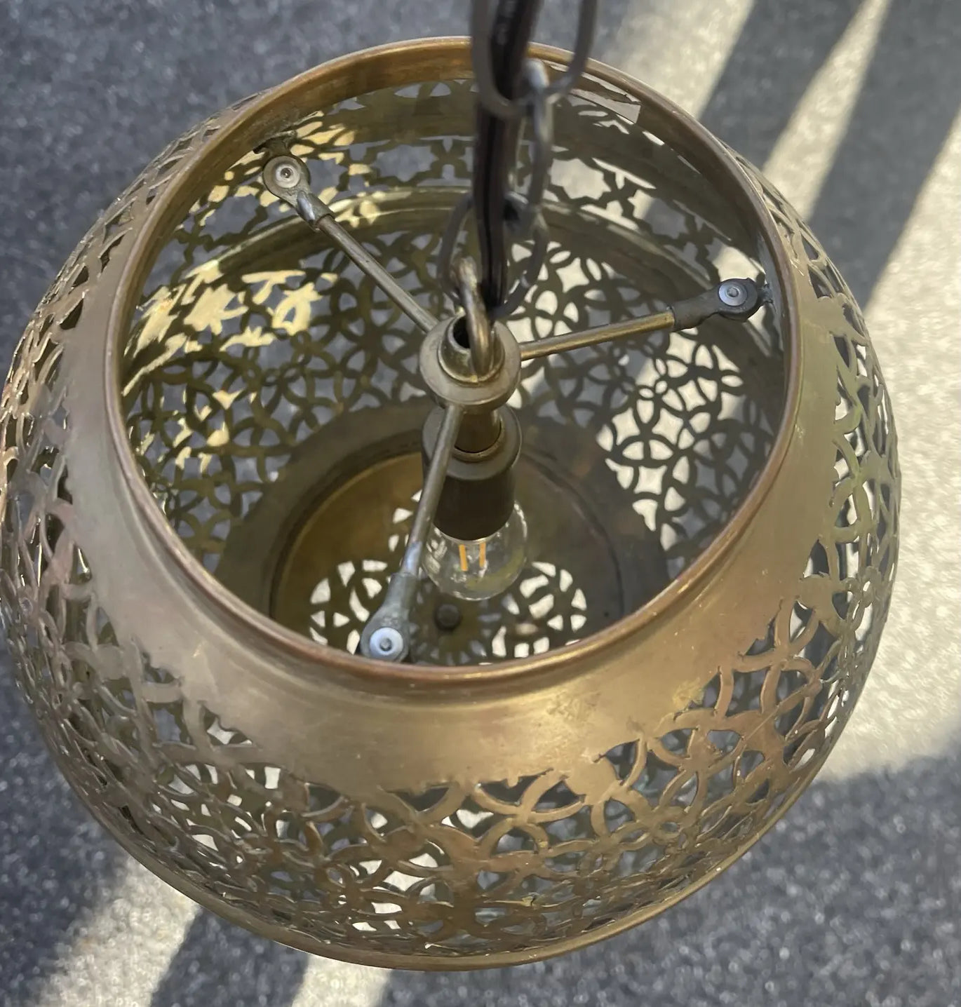 Set of 2 Vintage Moroccan Brass Hanging Lights