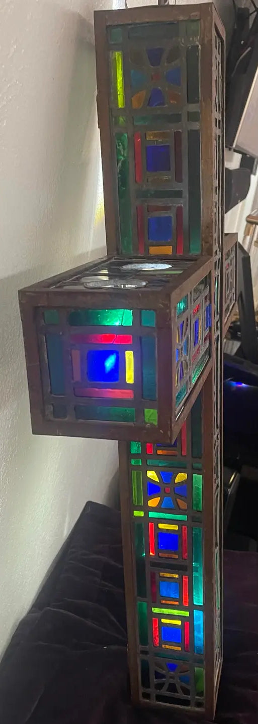 Mid 20th Century Stained Glass Three Dimensional Cross