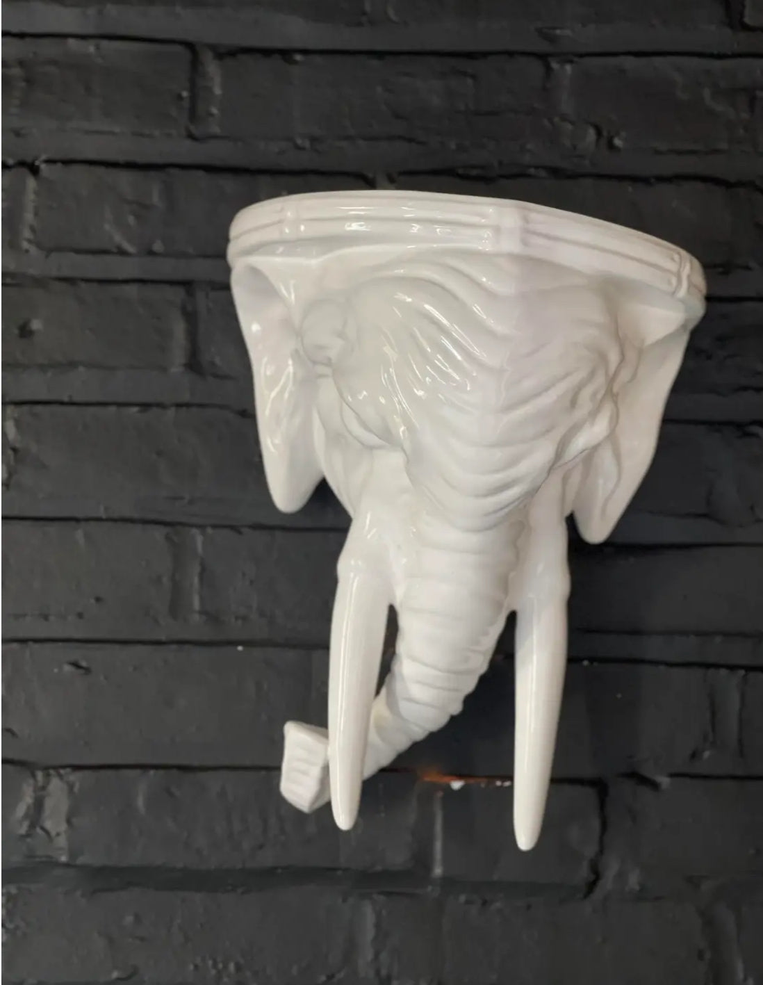 Pair of 1970s Palm Beach Regency Elephant Ceramic Wall Brackets