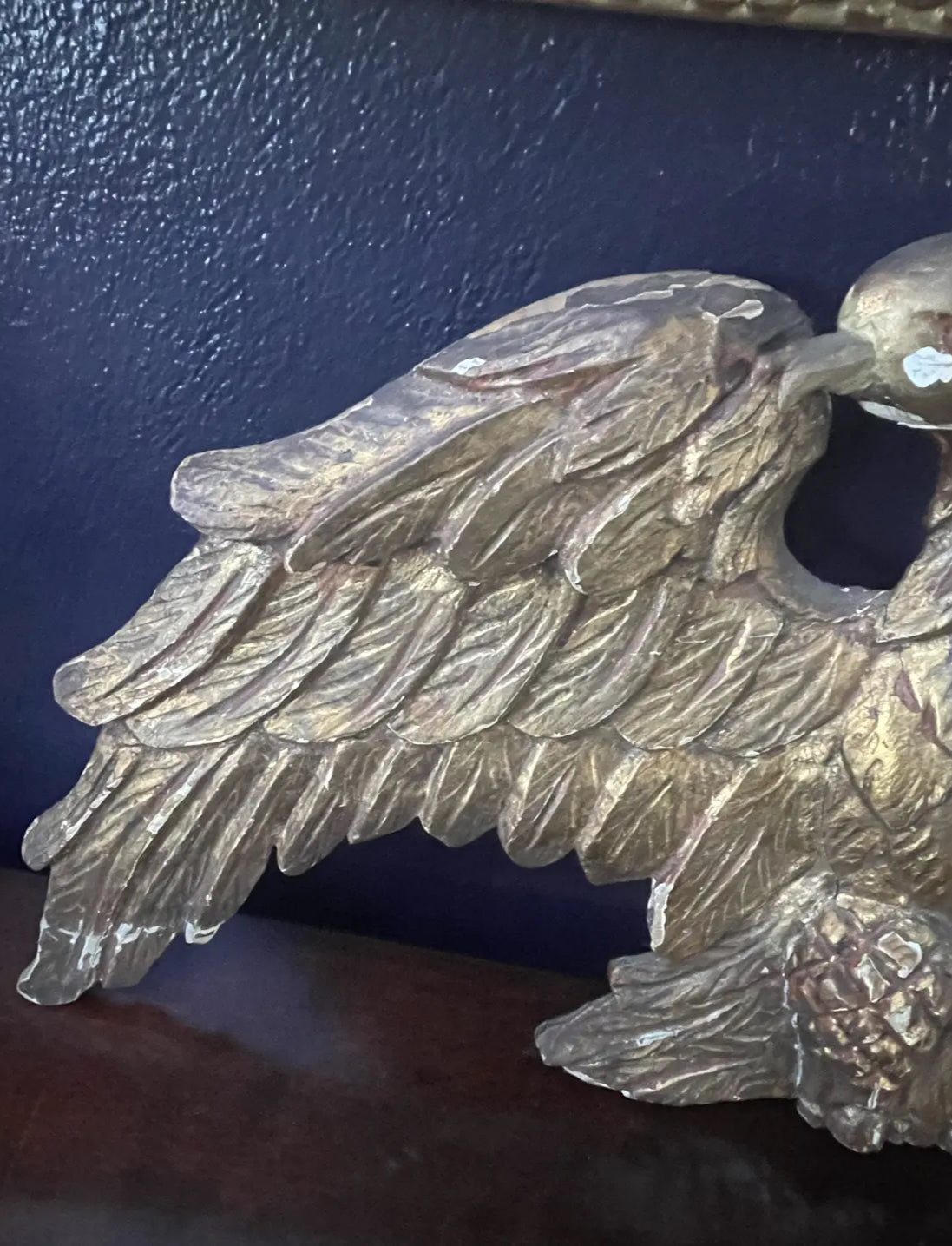 Early 19th Century Antique Carved Wood Gilt Eagle