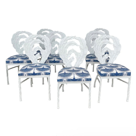 1970s Veneman Collection Tropitone Banana Leaf Aluminum Patio Chairs - Set of 8