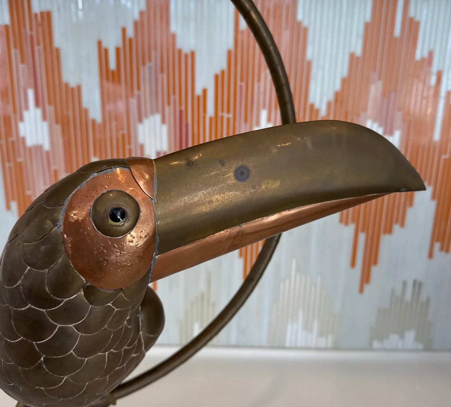 Vintage Brass and Copper Attributed Sergio Bustamante Toucan Bird