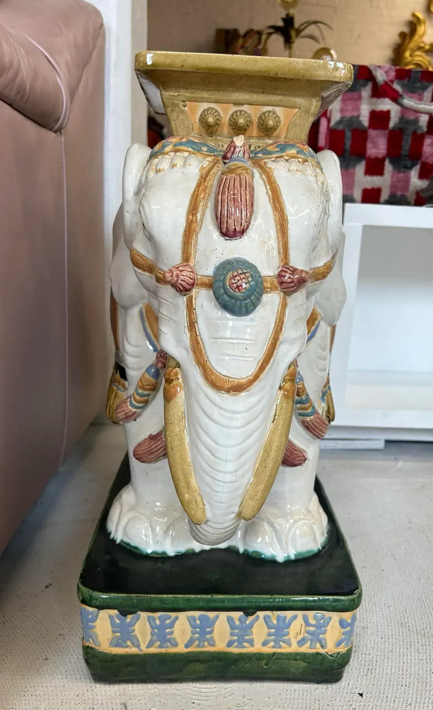 Vintage Asian Ceramic Elephant Garden Stool