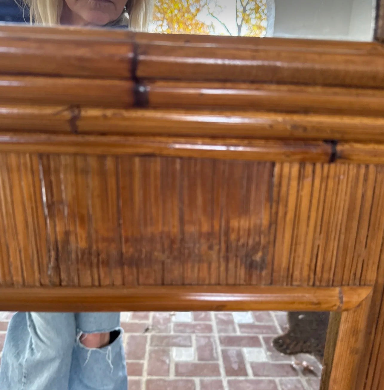 Mid- Century Modern Bamboo/Rattan Large Pier Mirror
