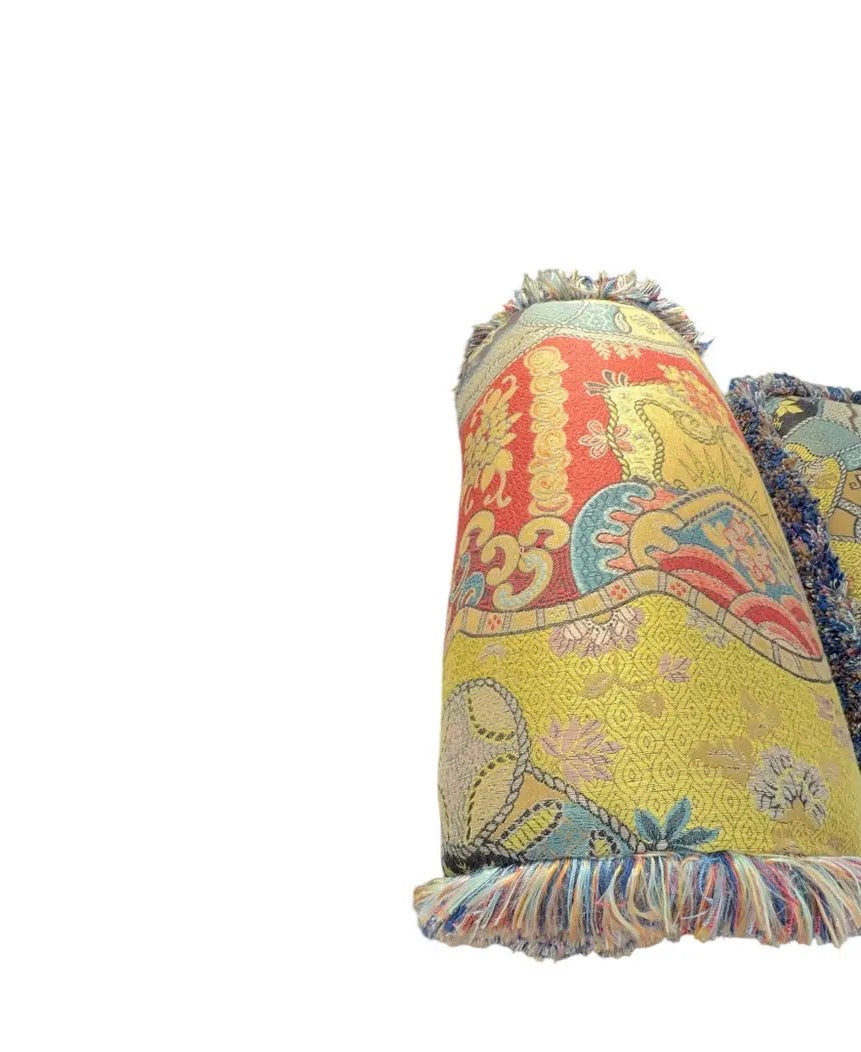 1980s Upholstered Tapestry Stool with Fringe