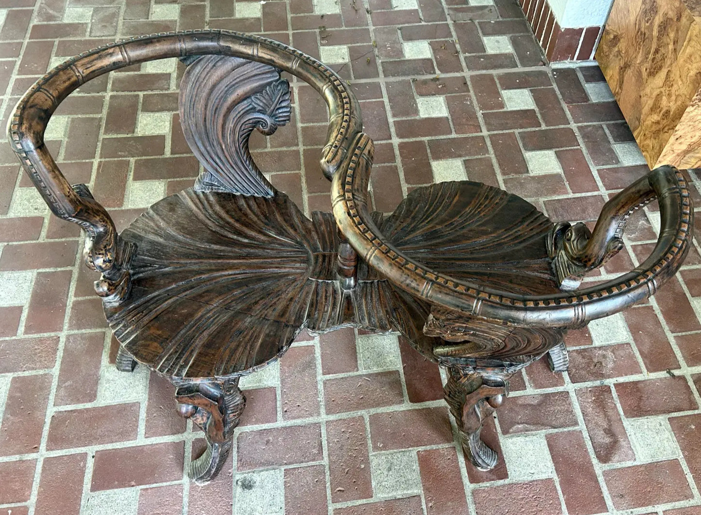 Mid 20th Century Italian Carved Grotto Bench