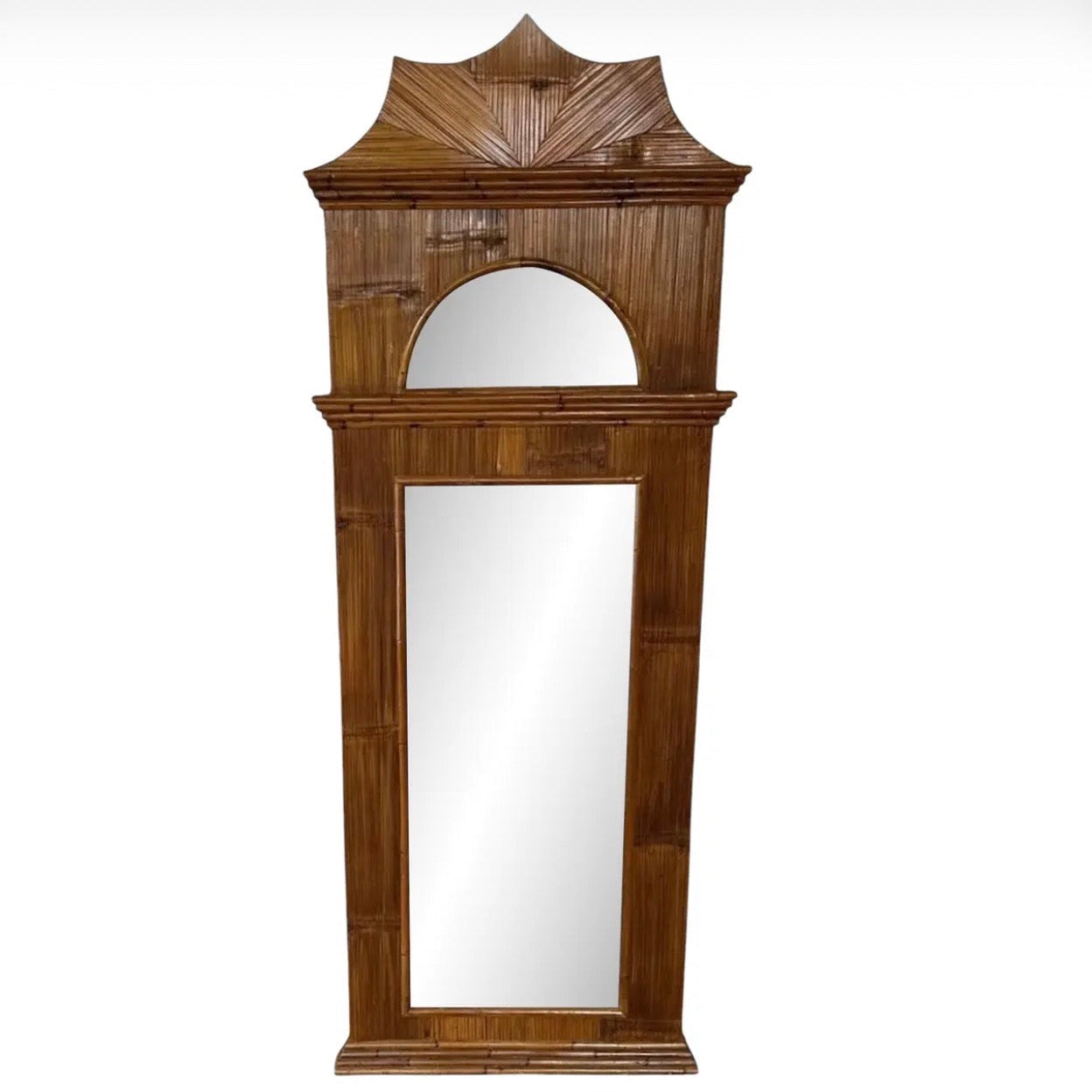 Mid- Century Modern Bamboo/Rattan Large Pier Mirror
