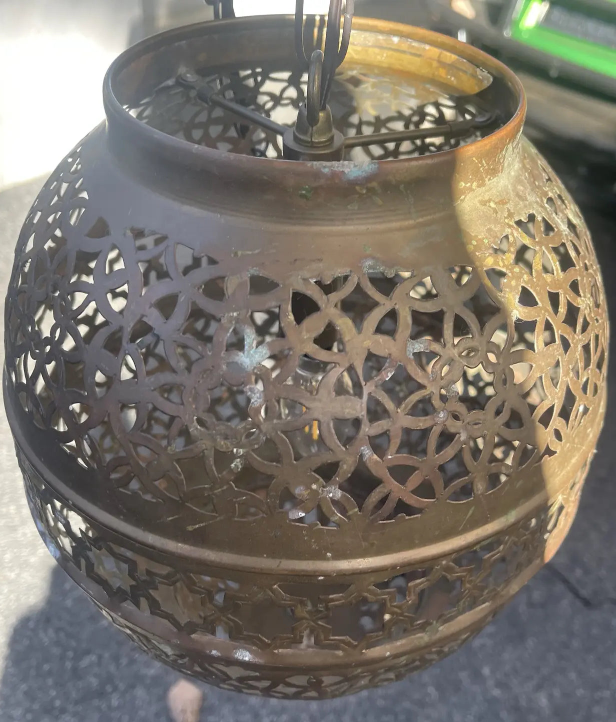 Set of 2 Vintage Moroccan Brass Hanging Lights