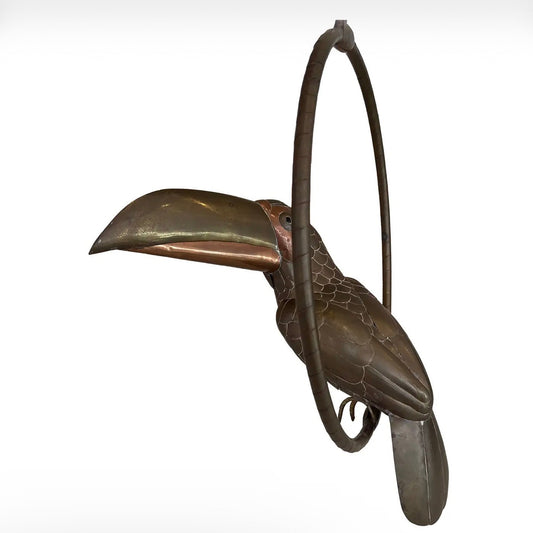 Vintage Brass and Copper Attributed Sergio Bustamante Toucan Bird