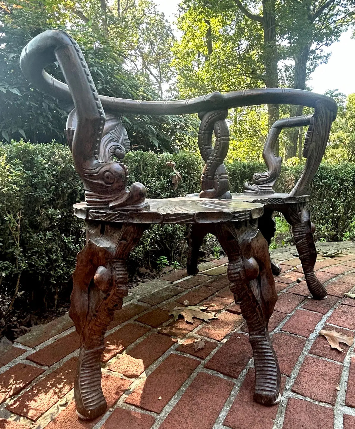 Mid 20th Century Italian Carved Grotto Bench
