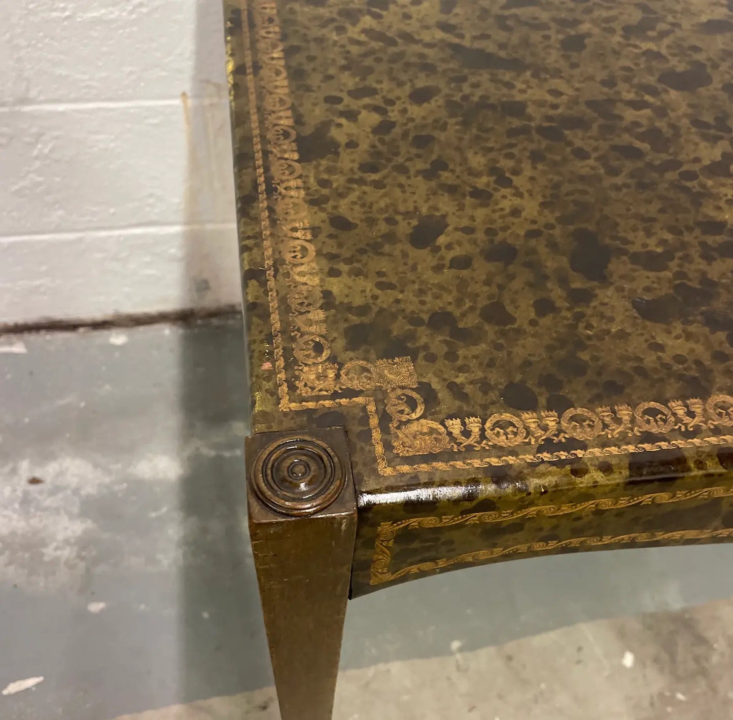 1920s Antique Barnard and Simonds Tooled Leather Card Table