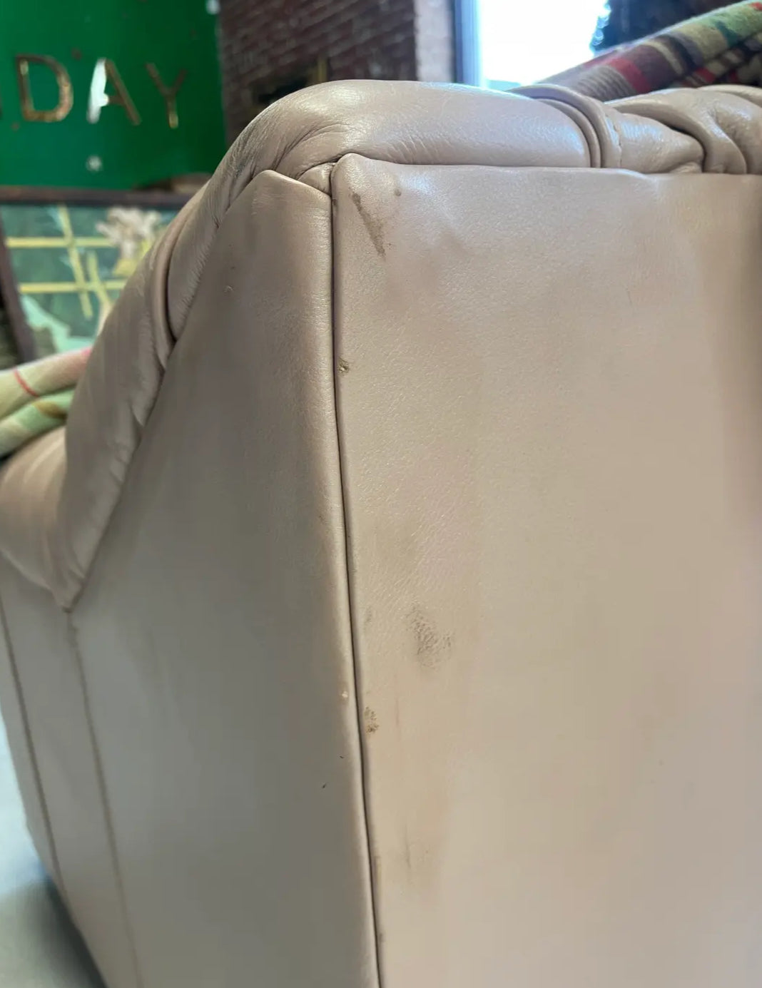 1980s Vintage Large Light Mauve Leather Sectional