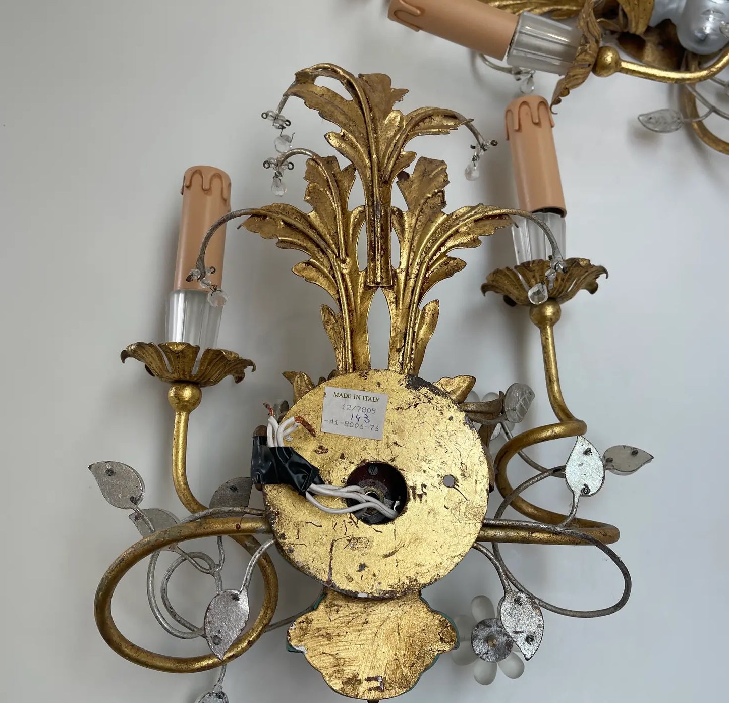 Pair of 1960s Crystal Chinoiserie Wall Sconces Attributed to Sherle Wagner