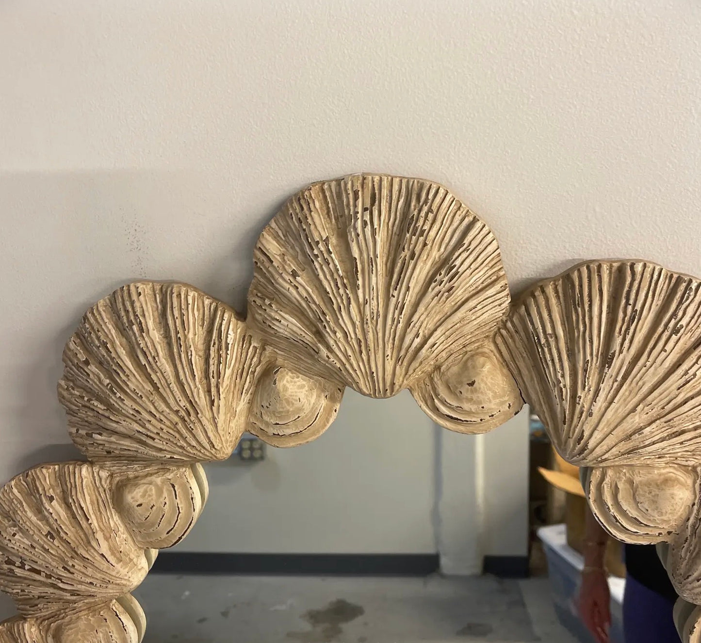 Vintage Palm Beach Mirror With Carved Scallop Shell Frame