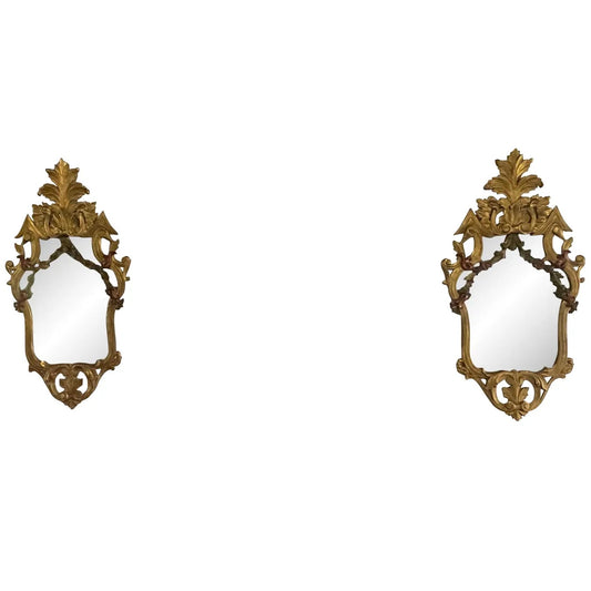 Pair of 1960s Spanish Carved Gilt Mirrors