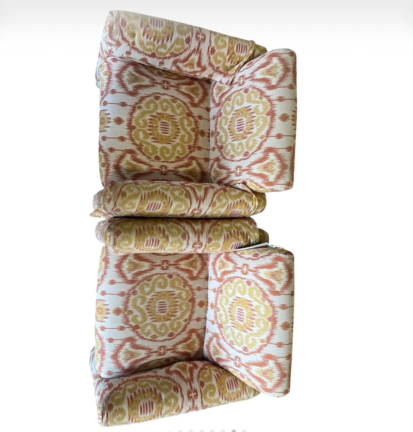 Vintage Pair of Upholstered Ikat Armchairs