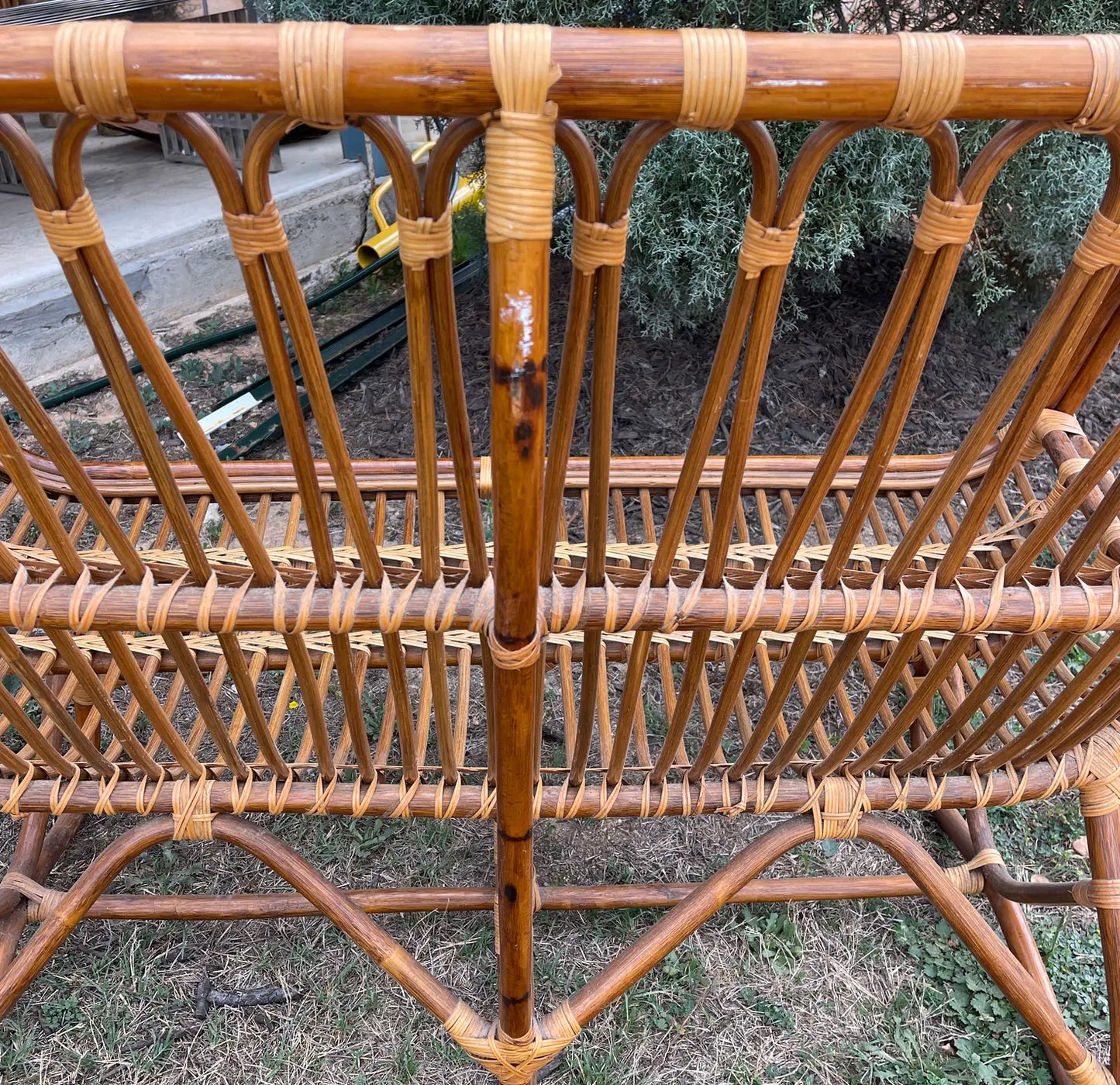 Vintage Ratan Loveseat in the Style of Franco Albini