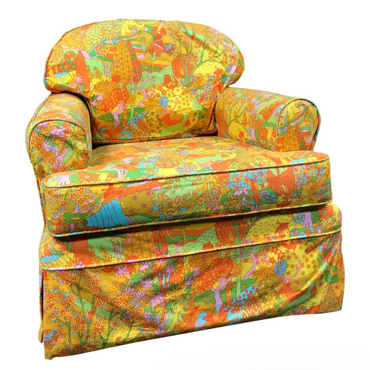 Glider Chair Upholstered in Vintage Fabric
