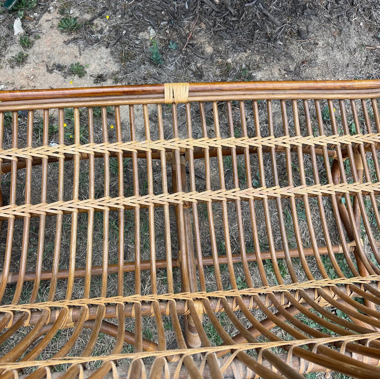 Vintage Ratan Loveseat in the Style of Franco Albini