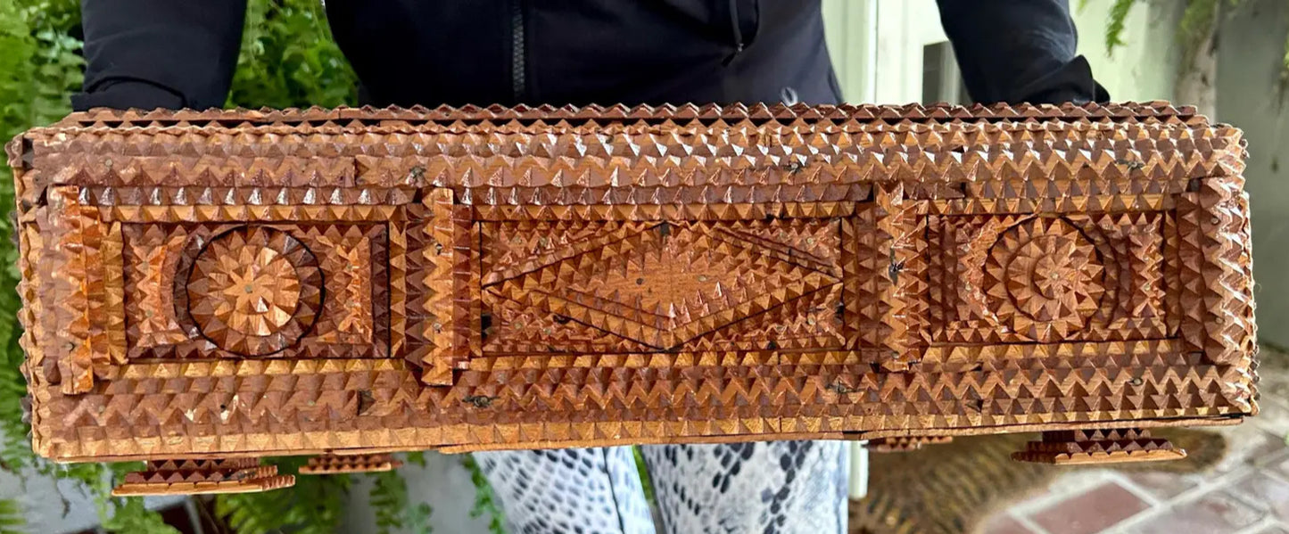 1910s German Tramp Art Flatware Storage Box