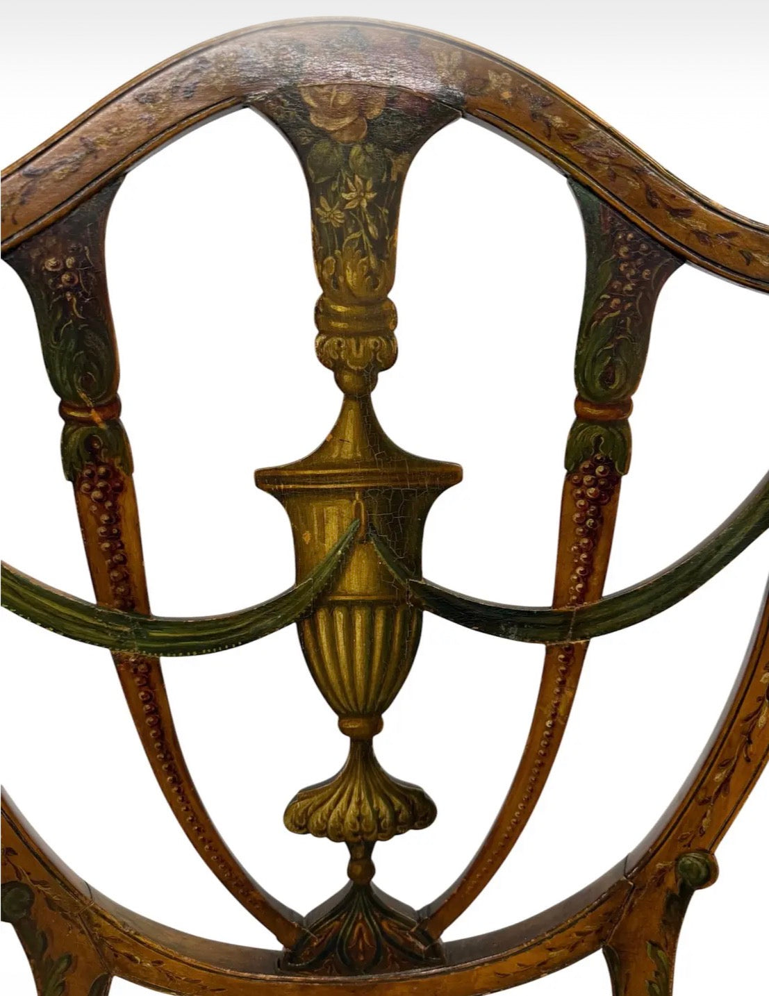 Pair of Antique 19th Century English Federal Hepplewhite Caned Side Chairs