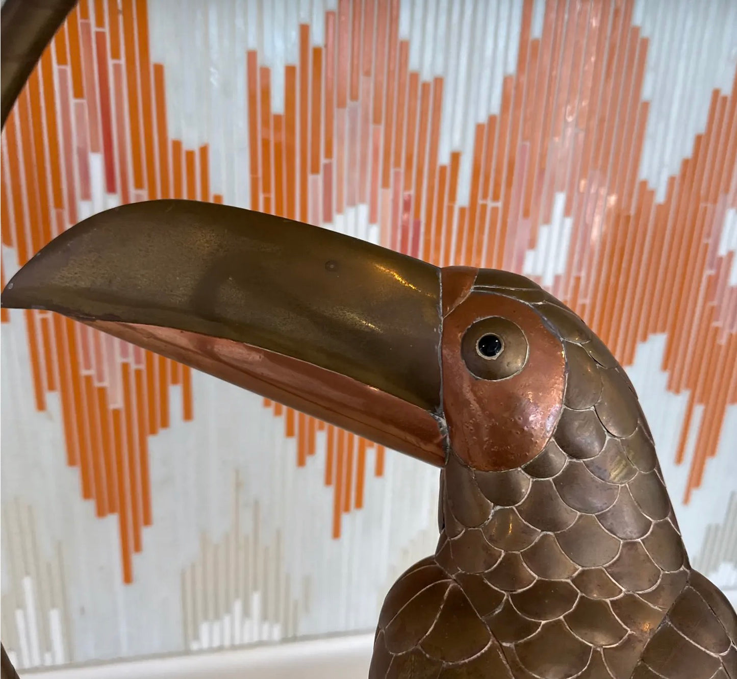 Vintage Brass and Copper Attributed Sergio Bustamante Toucan Bird