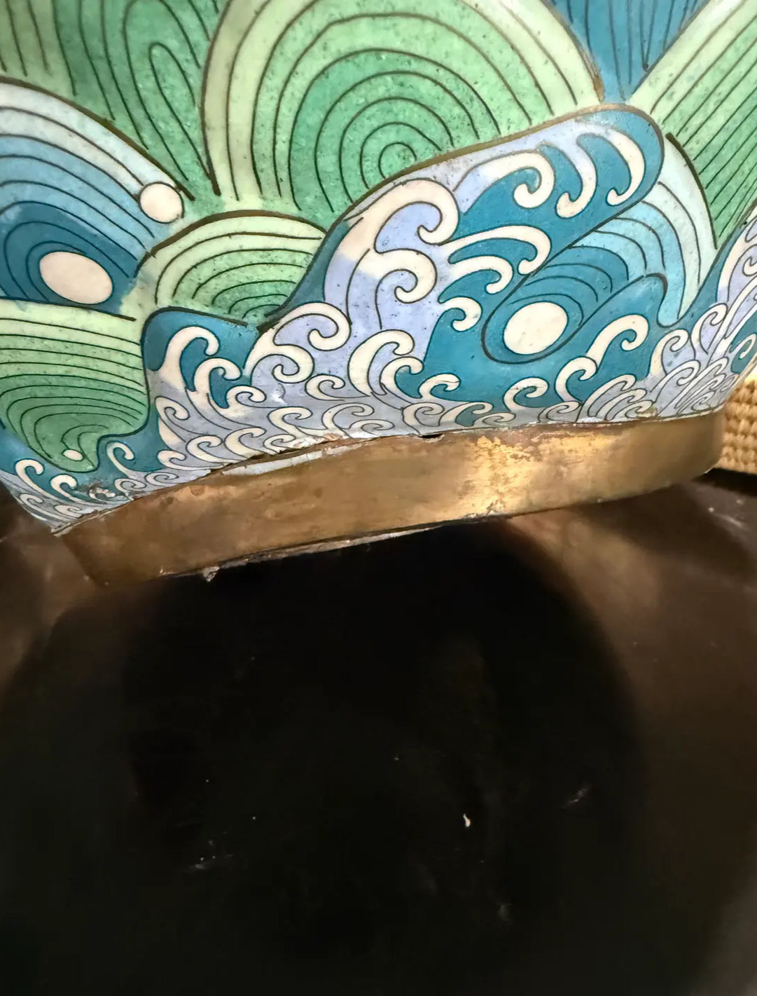 Large Antique Japanese Cloisonne Enamel Vase With Koi Fish