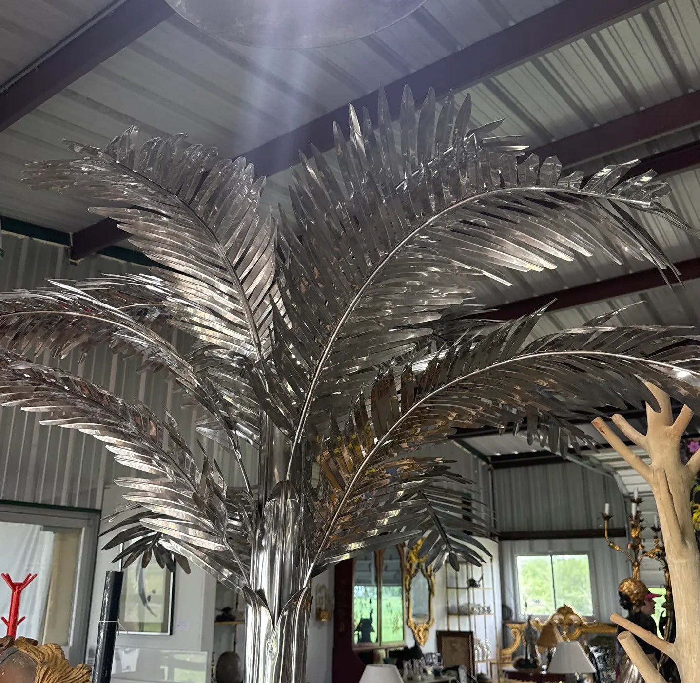 1970s Vintage Chromed Steel Large Palm Tree