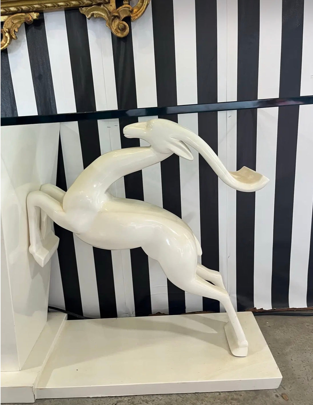 1980s Hollywood Regency Jumping Gazelle Console Table