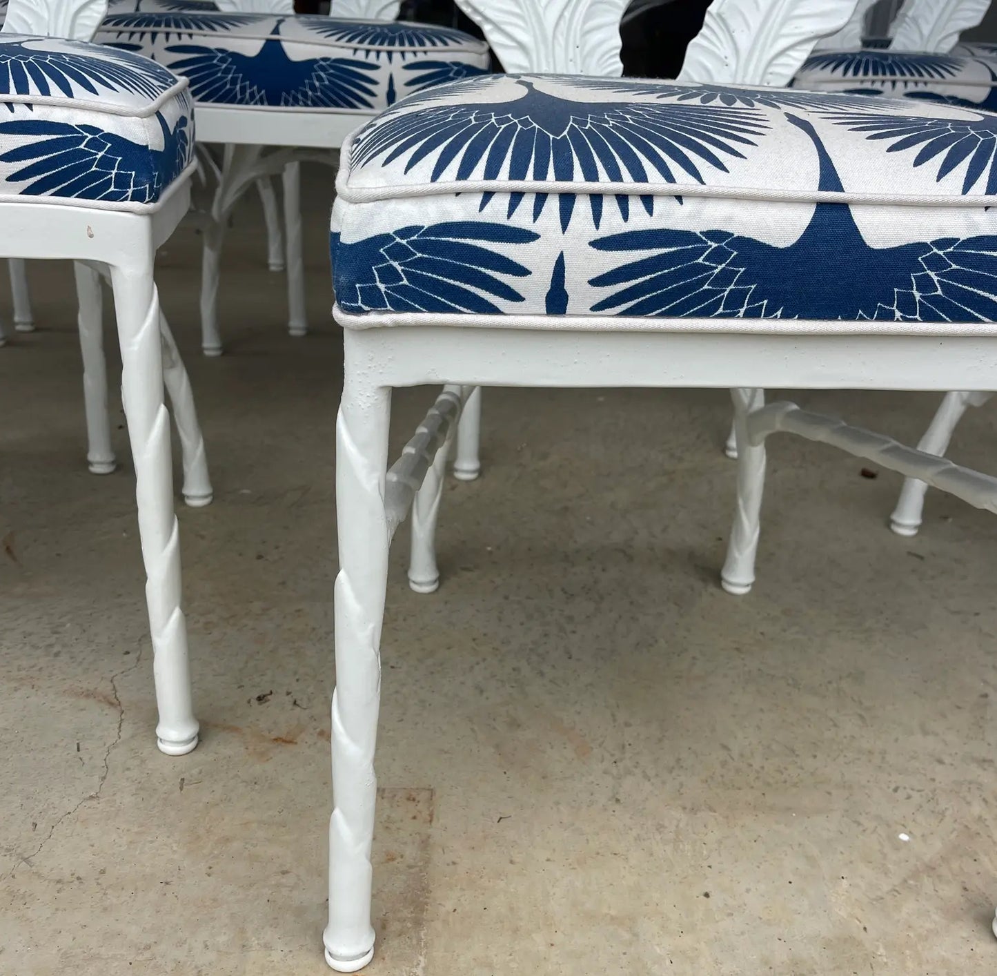 1970s Veneman Collection Tropitone Banana Leaf Aluminum Patio Chairs - Set of 8